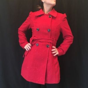 South Pole Collection Red Pea Coat